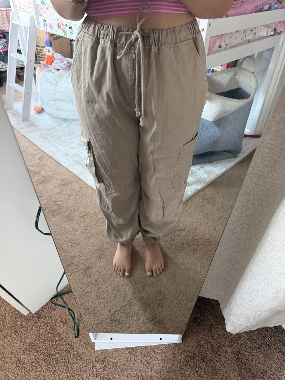Forever 21 Kids Tan Cargo Jogger Pants